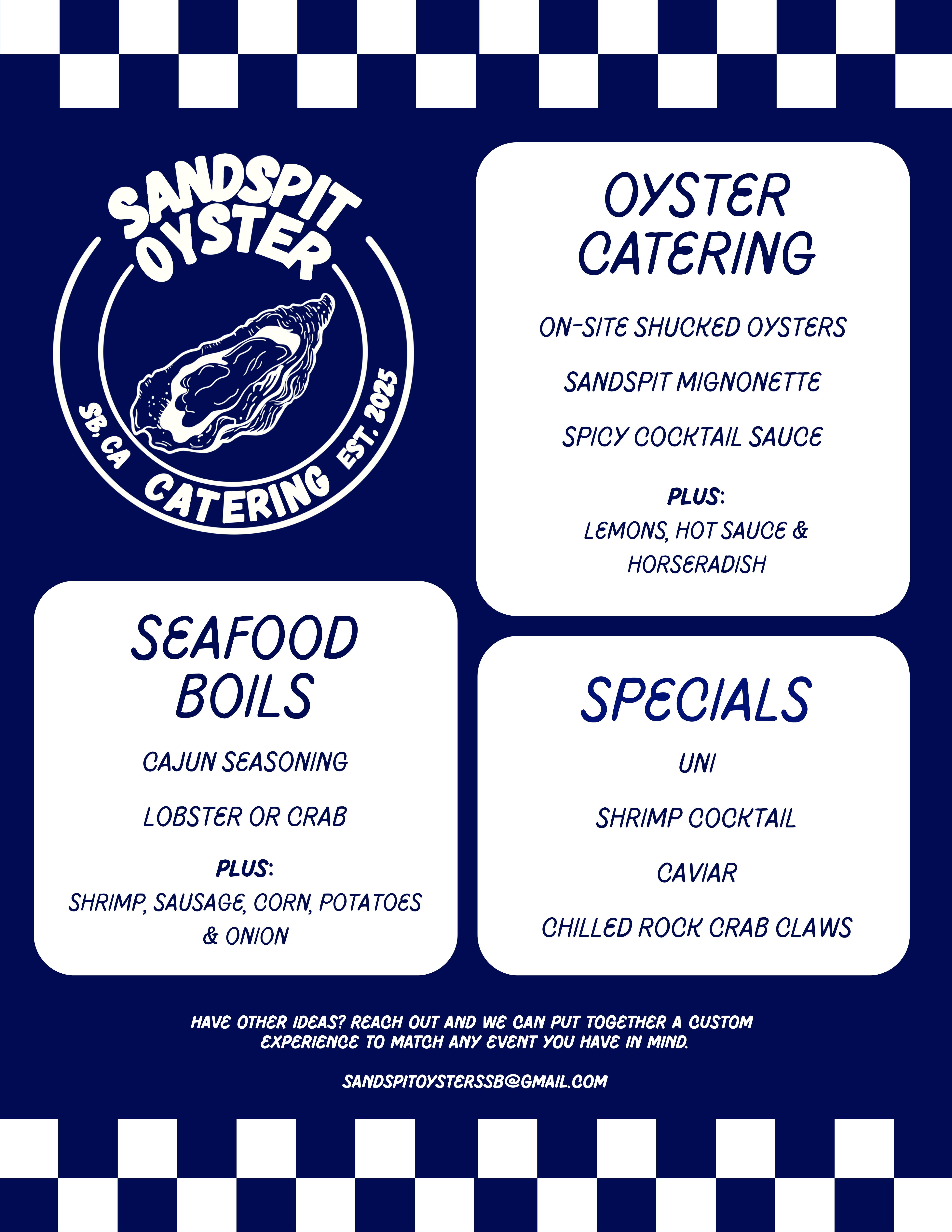 Sample menu featuring our most popular options for your next event!